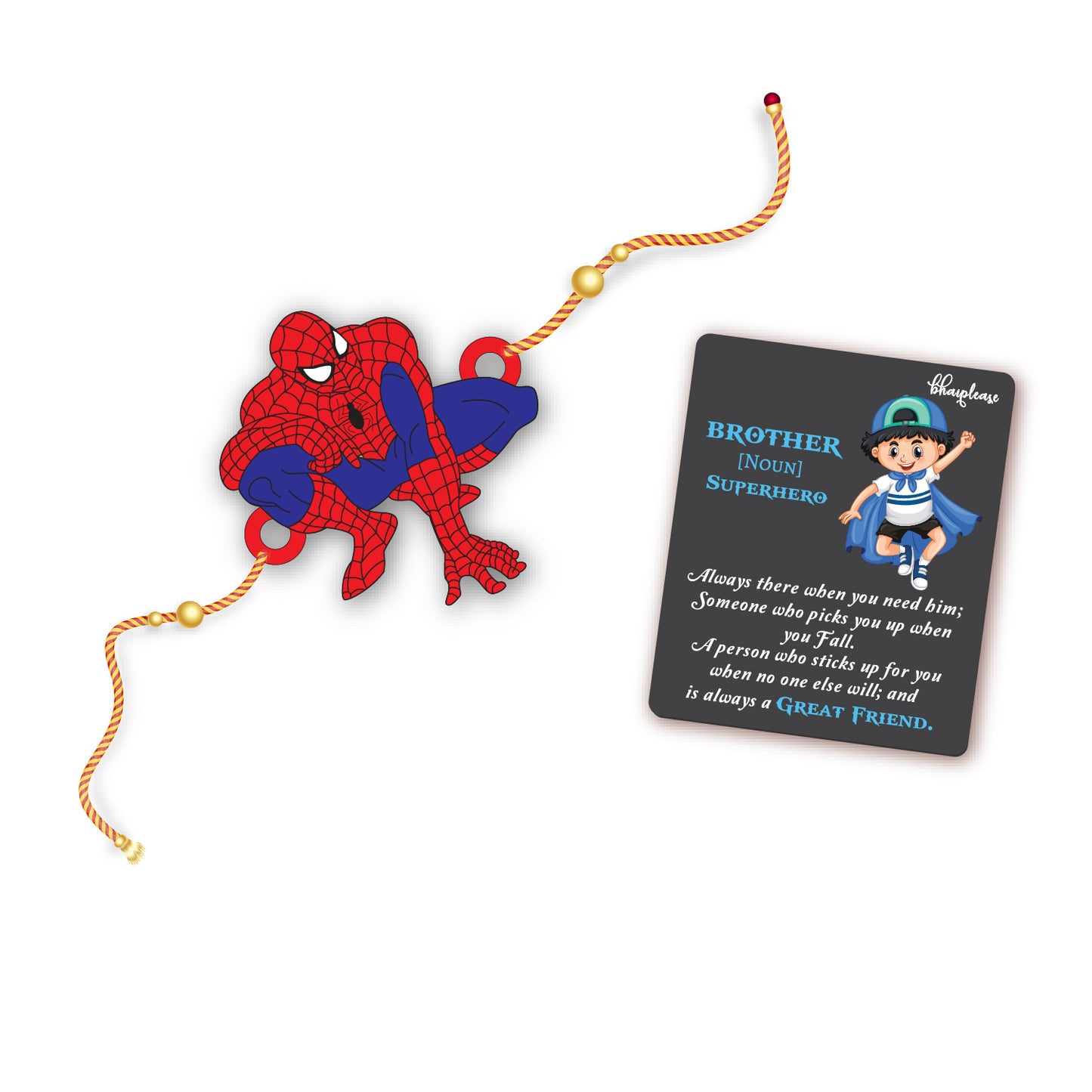 Spiderman Wooden Rakhi With Brother Is Superhero Fridge Magnet