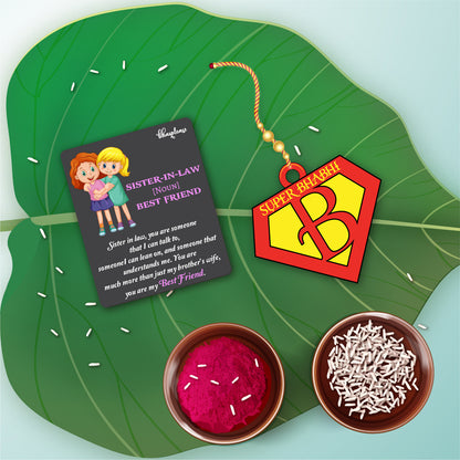 Super Bhabhi Wooden Lumba Rakhi With Brother Is Superhero Fridge Magnet