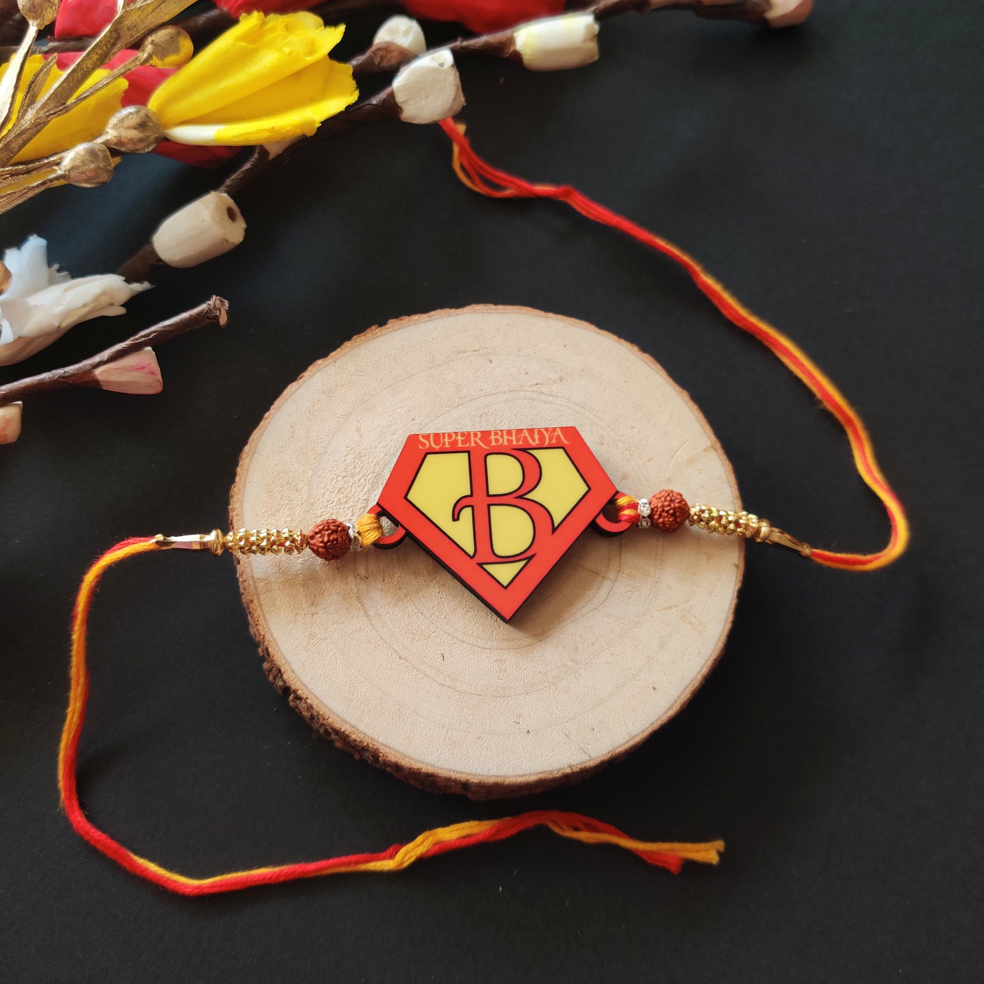 Superman-themed Rakhi – Super Bhaiya Wooden Rakhi for brother