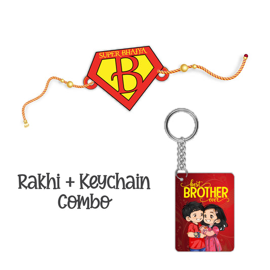 Super Bhaiya Rakhi  For Brother  With  Keychain