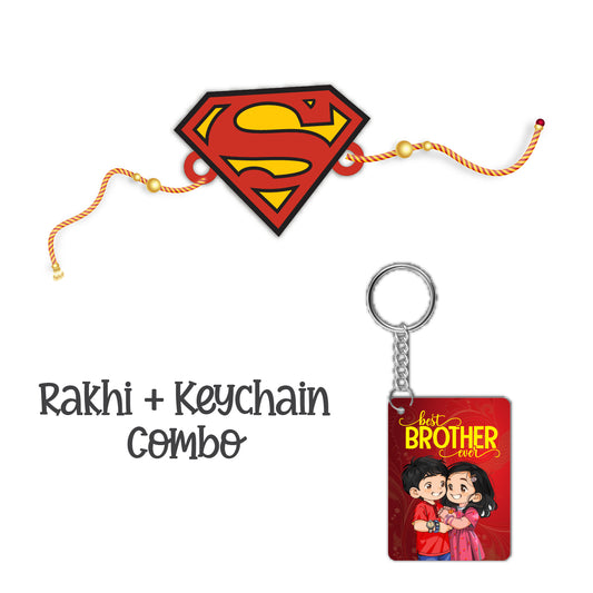 Superman Rakhi  For Brother  With  Keychain