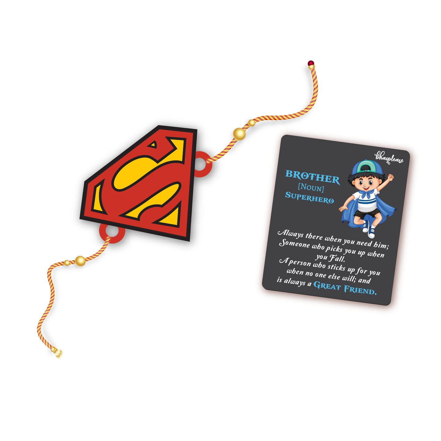 Superman Wooden Rakhi With Brother Is Superhero Fridge Magnet