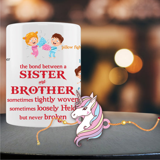Unicorn Cartoon Rakhi For Brother With Mug