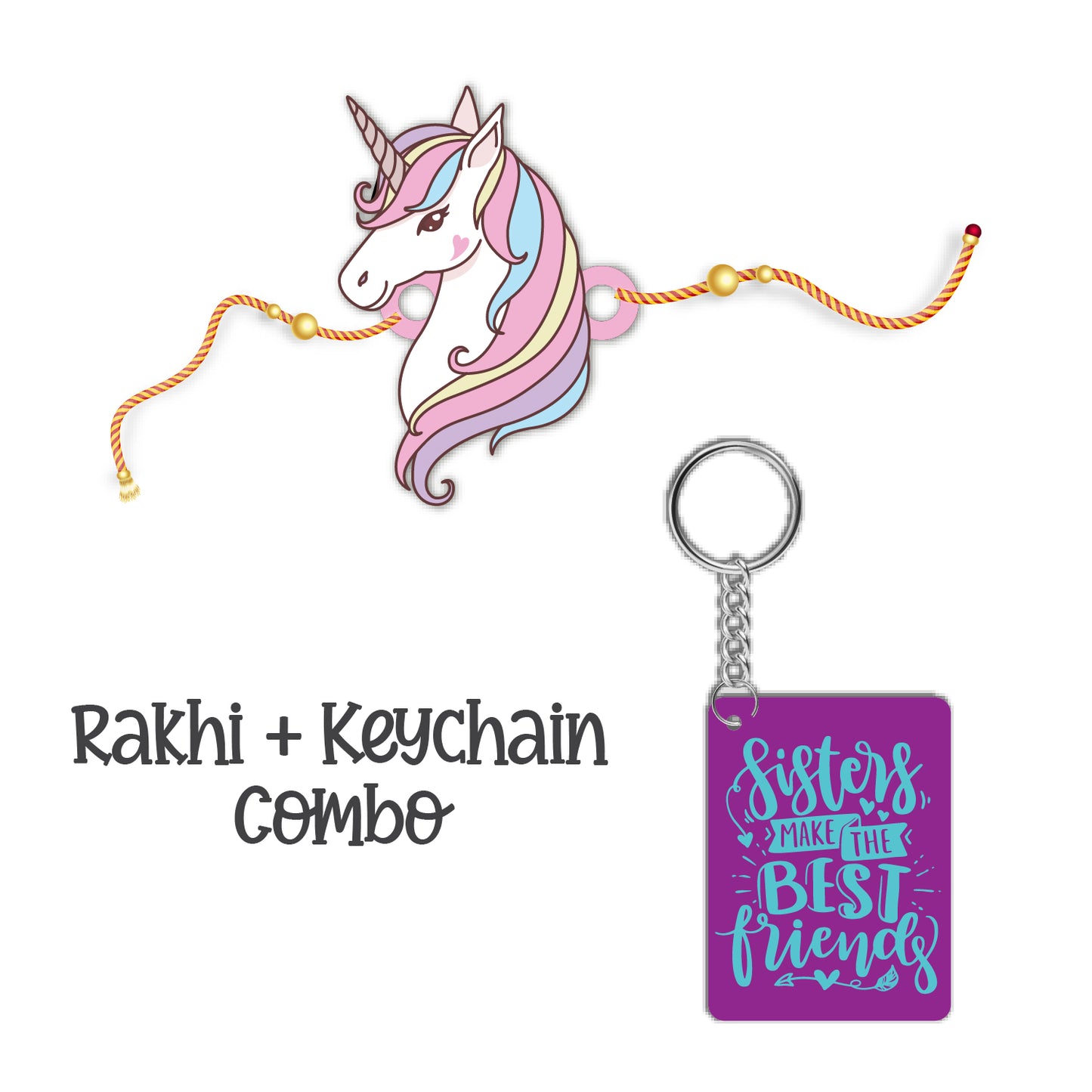 Unicorn Rakhi  For Brother  With  Keychain