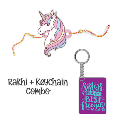 Unicorn Rakhi  For Brother  With  Keychain