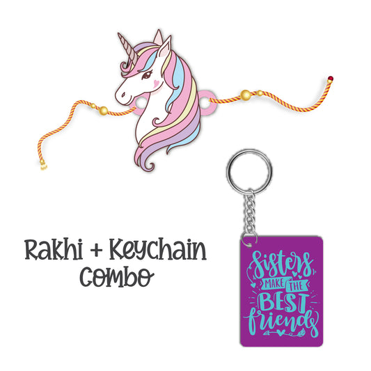 Unicorn Rakhi  For Brother  With  Keychain