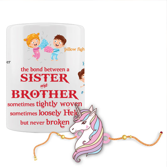 Unicorn Cartoon Rakhi For Brother With Mug