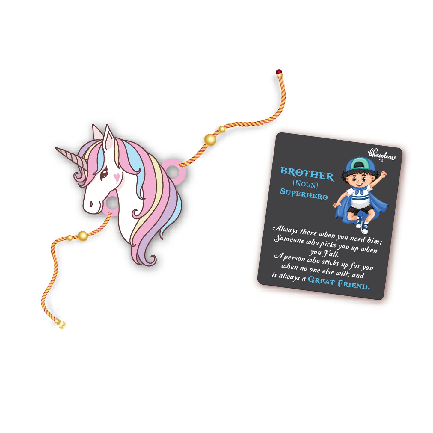 Unicorn Wooden Rakhi With Brother Is Superhero Fridge Magnet