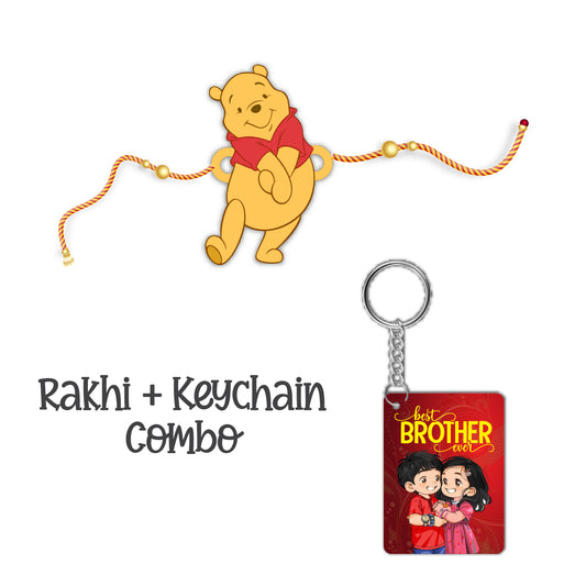 Winnie the Pooh Rakhi  For Brother  With  Keychain