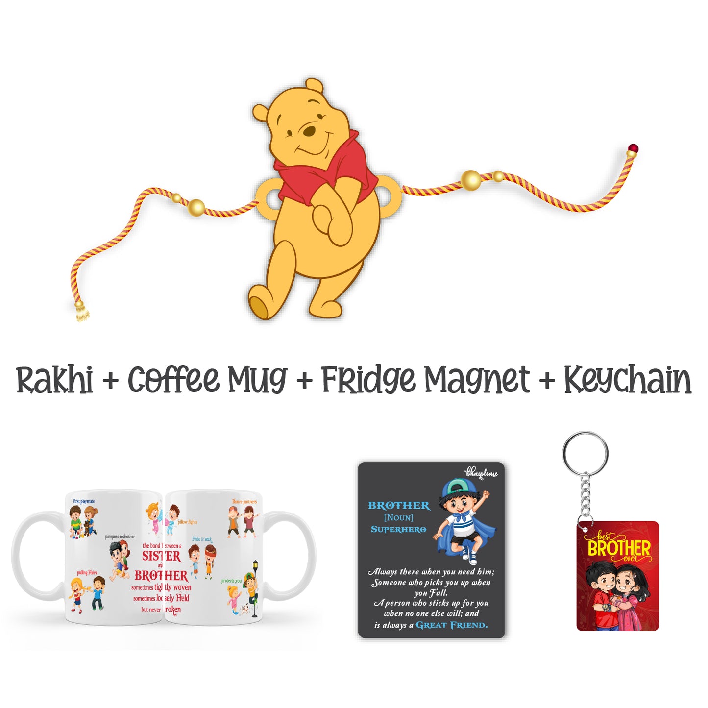 Winnie the Pooh  Rakhi  For Brother  with Mega Combo