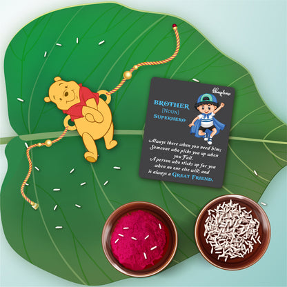 Winnie Pooh Wooden Rakhi With Brother Is Superhero Fridge Magnet