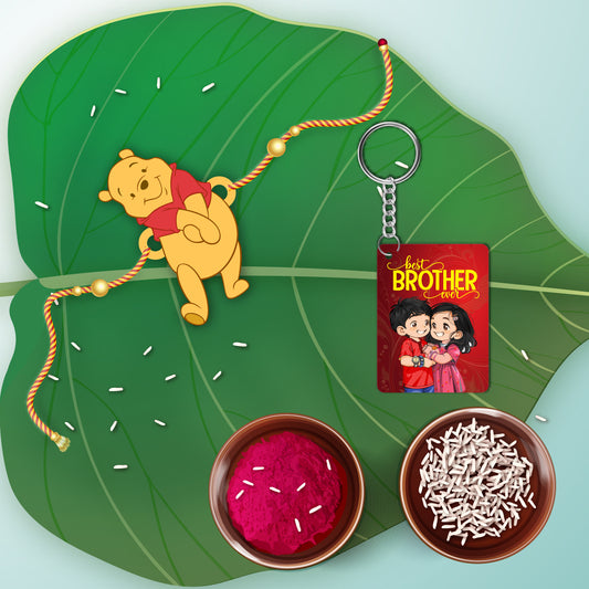Winnie the Pooh Rakhi  For Brother  With  Keychain