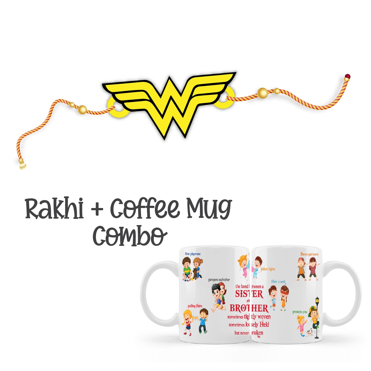 Wonder Woman Rakhi For Brother With Mug – Character Theme Rakhi | Bhai Please