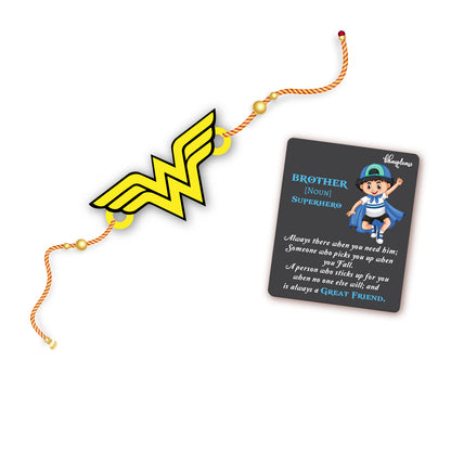 Wonder Woman Wooden Rakhi With Brother Is Superhero Fridge Magnet