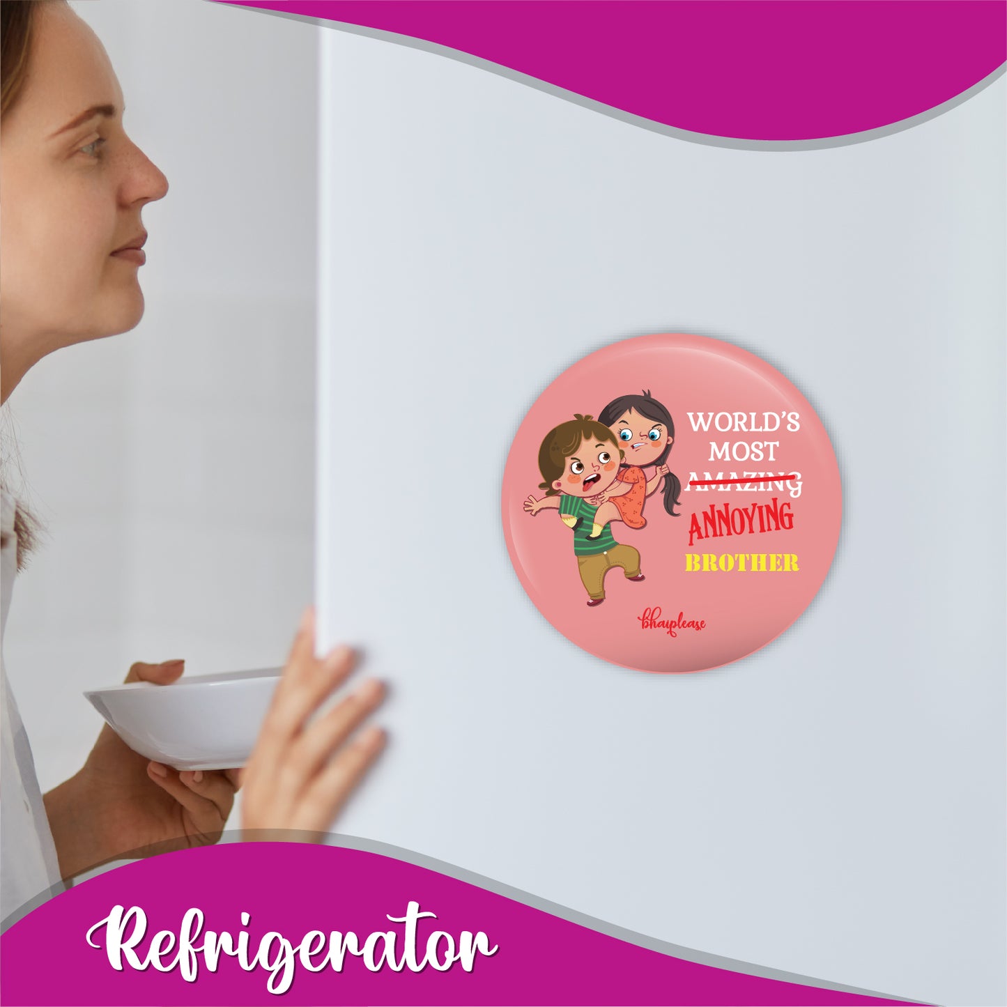 Annoying Brother Round Fridge Magnet