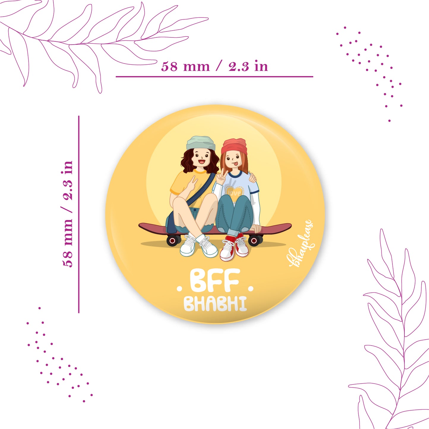 Bff Bhabhi Round Fridge Magnet