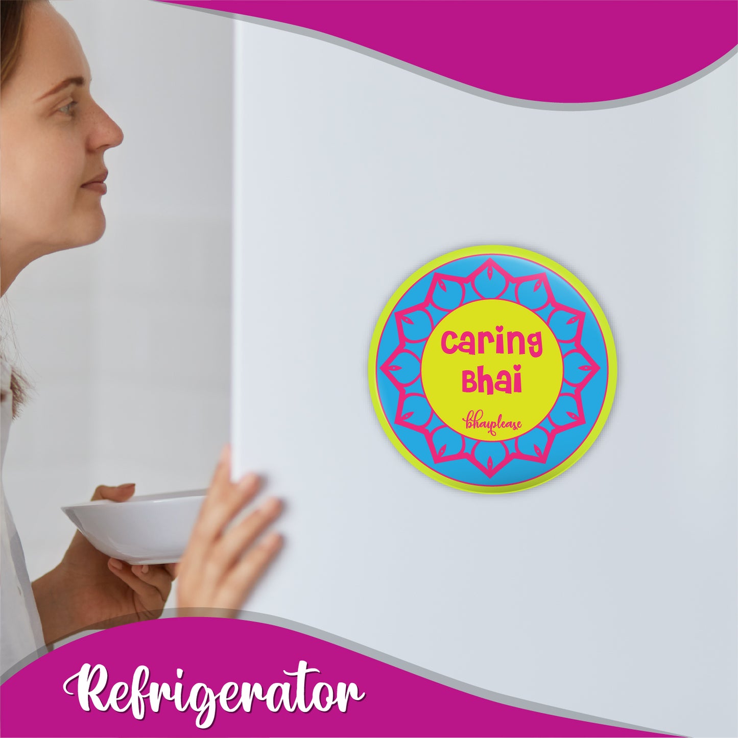 Caring Bhai Round Fridge Magnet