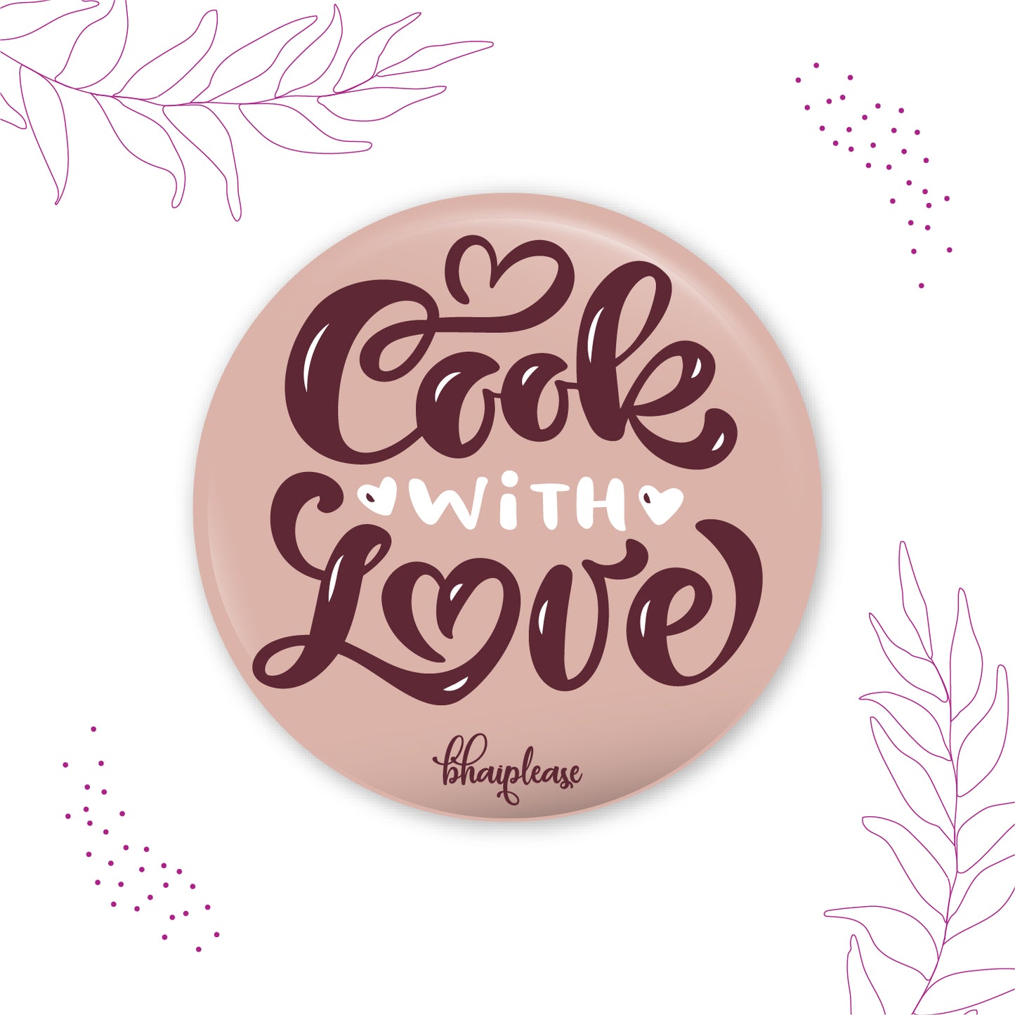 Cook With Love Round Fridge Magnet