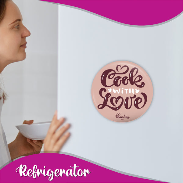 Cook With Love Round Fridge Magnet