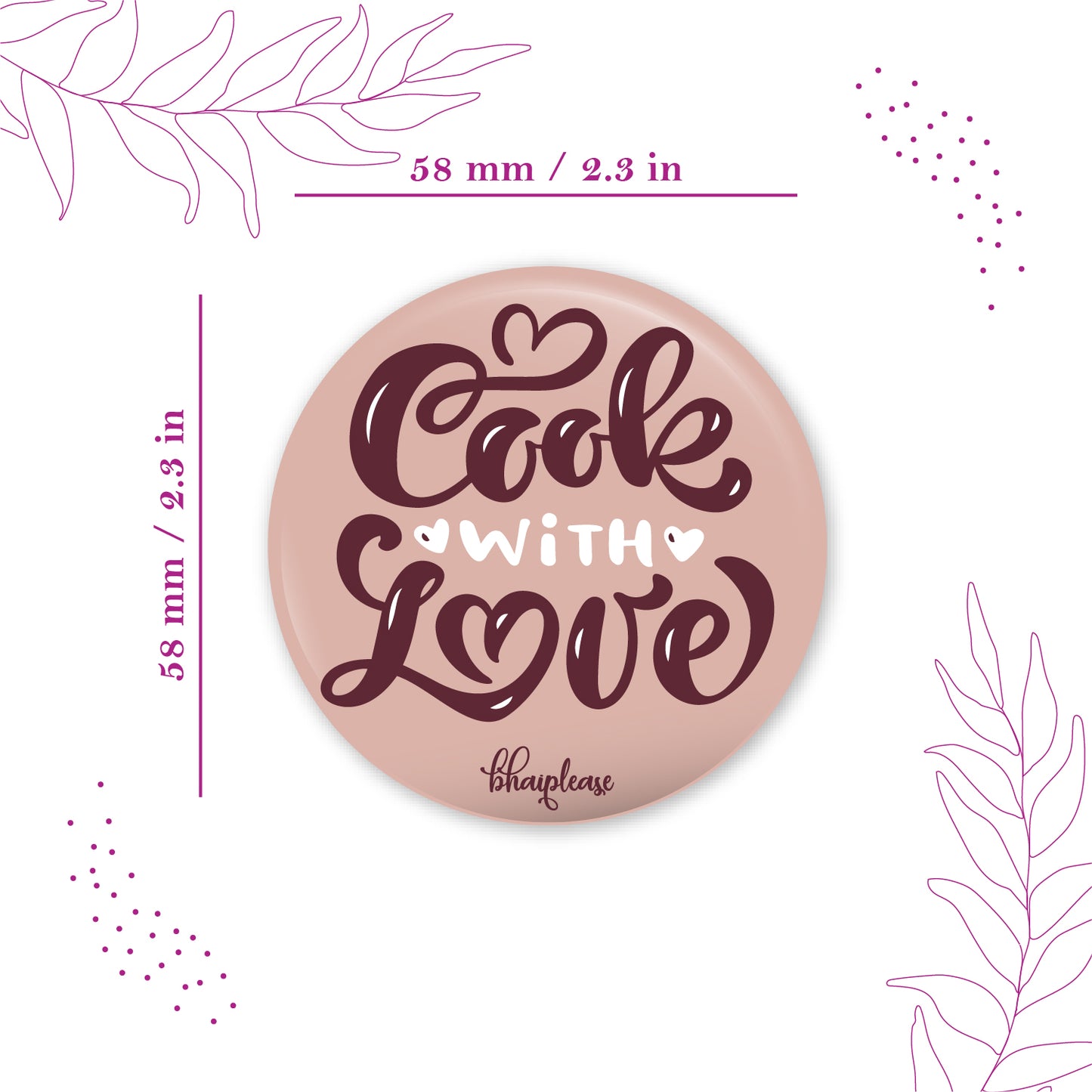 Cook With Love Round Fridge Magnet