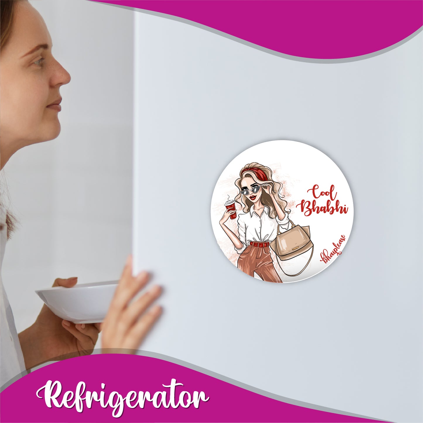 Cool Bhabhi Round Fridge Magnet
