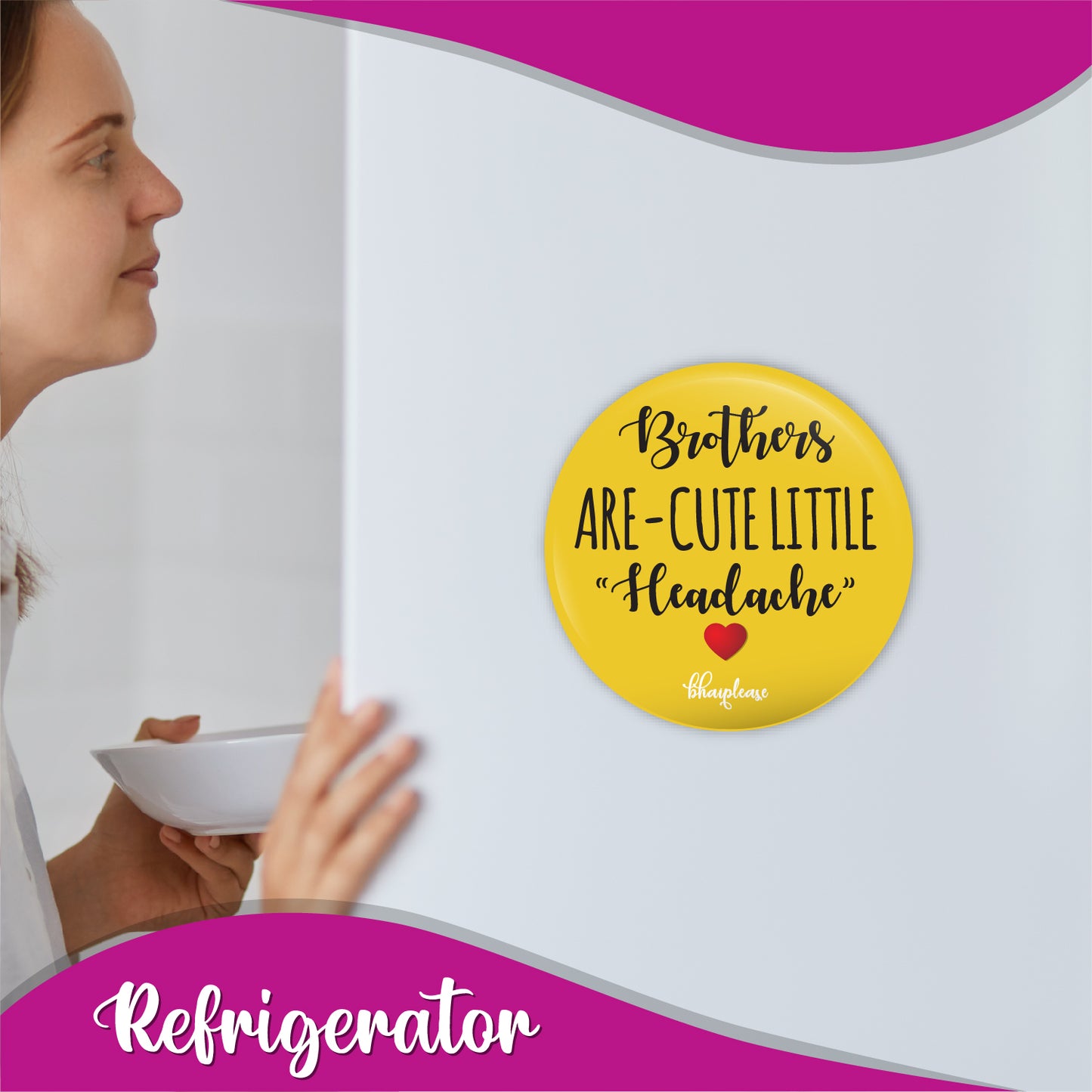 Brothers Are Cute Little Headache Round Fridge Magnet