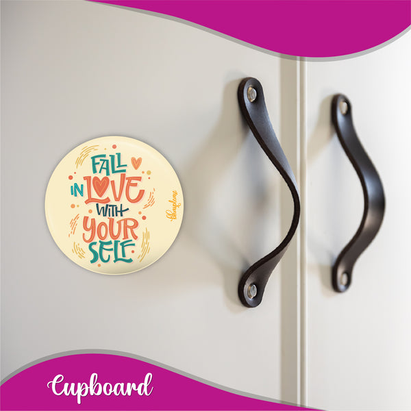Fall in Love With Yourself Round Fridge Magnet
