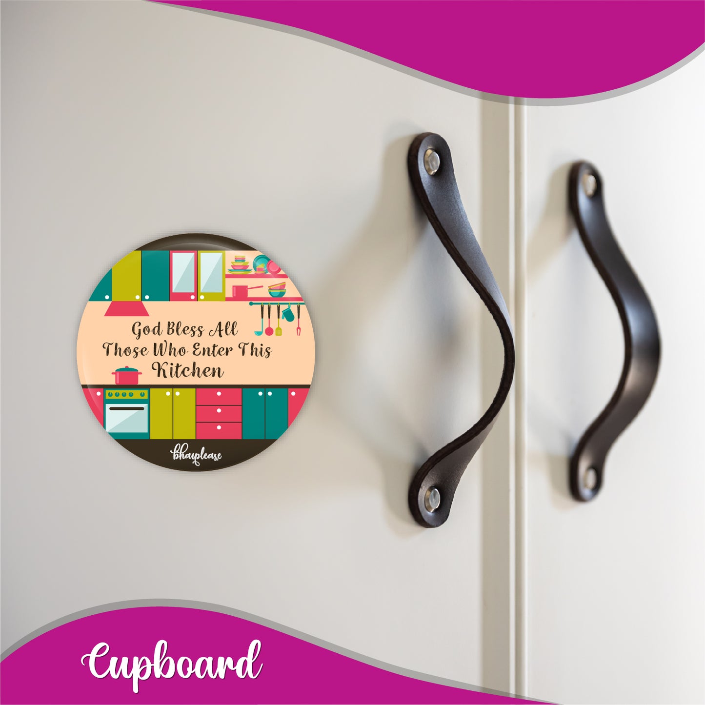 God Bless All Those Who Enter this Kitchen Round Fridge Magnet