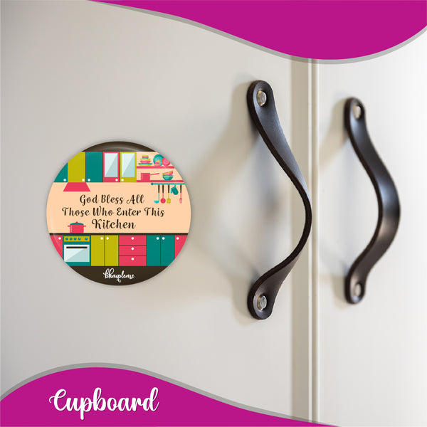 God Bless All Those Who Enter this Kitchen Round Fridge Magnet