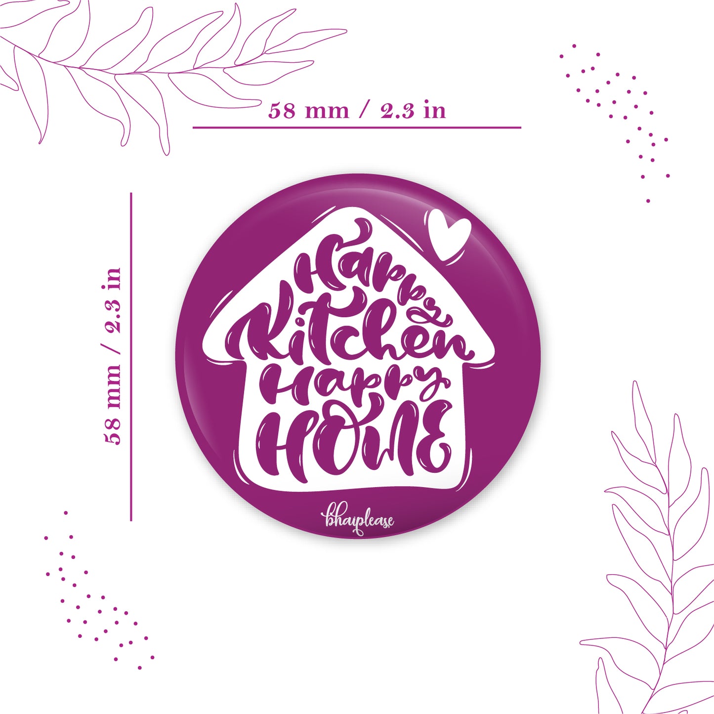 Happy Kitchen Happy Hour Round Fridge Magnet