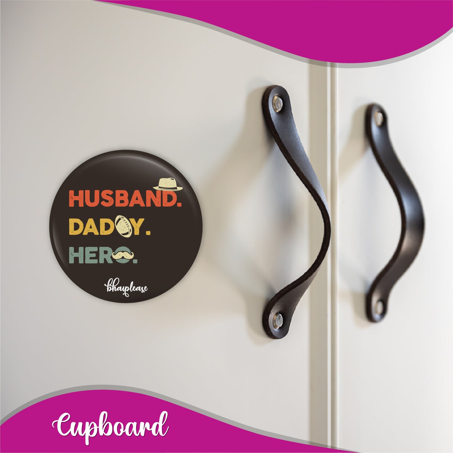 Husband Daddy Hero Round Fridge Magnet