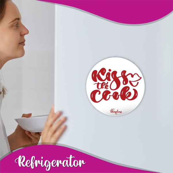 Kiss The Cook Round Fridge Magnet