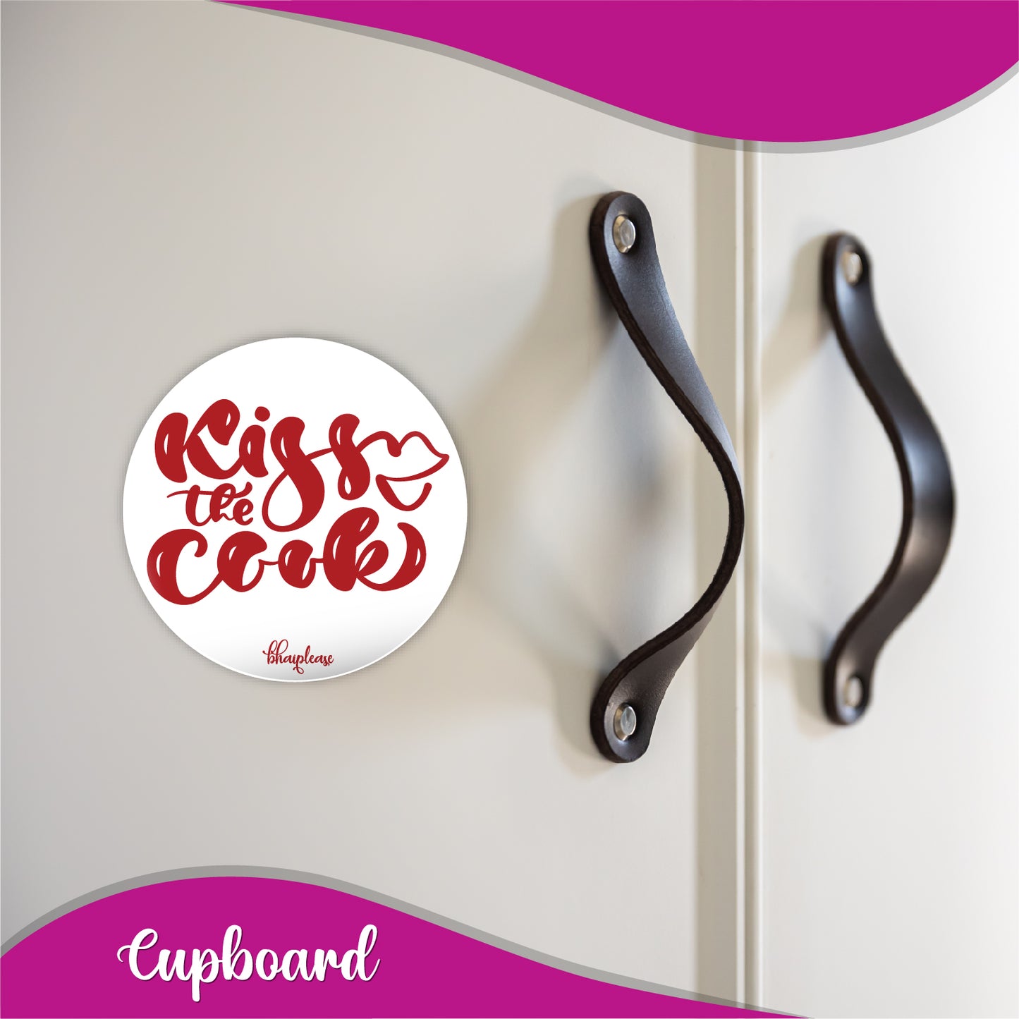 Kiss The Cook Round Fridge Magnet
