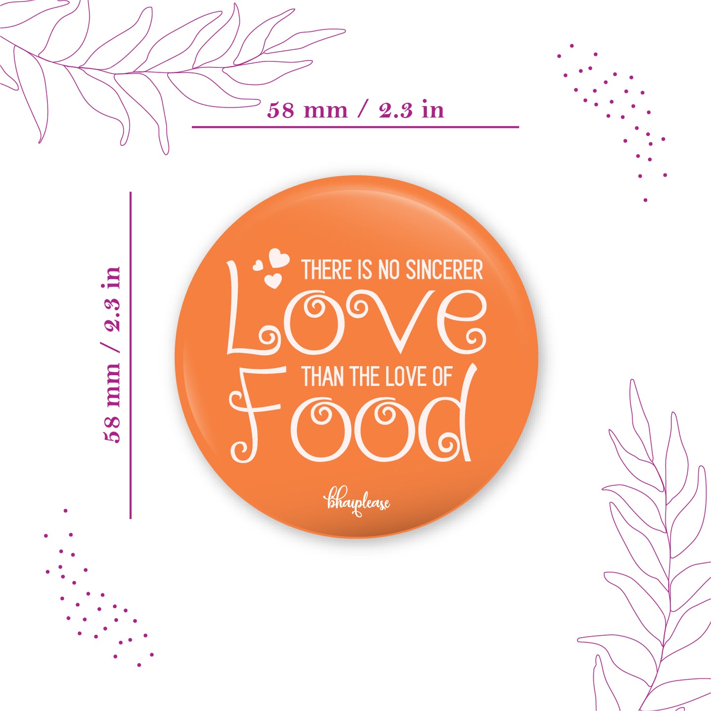 Love Food Round Fridge Magnet