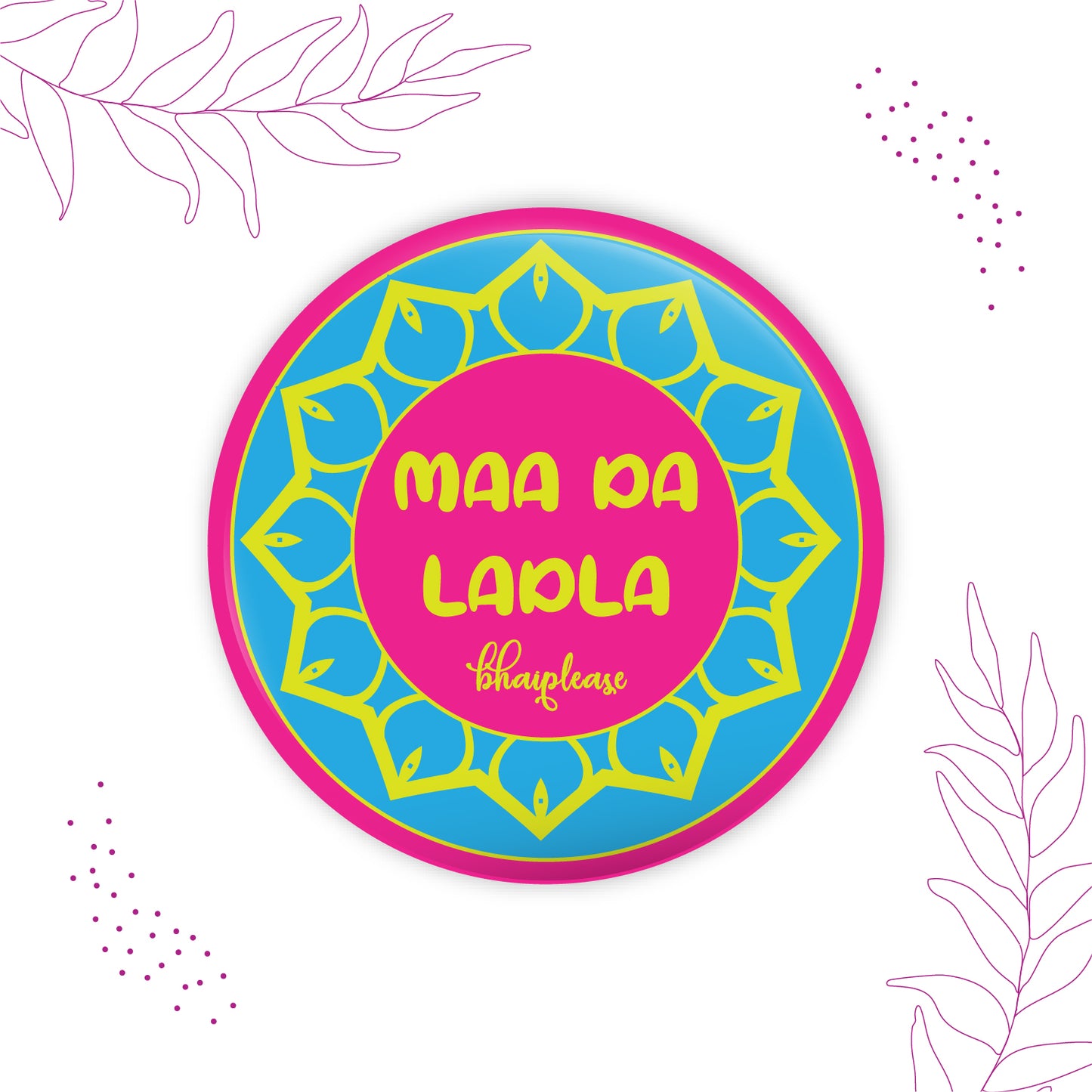 Maa Da Ladla Round Fridge Magnet