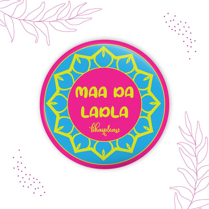 Maa Da Ladla Round Fridge Magnet