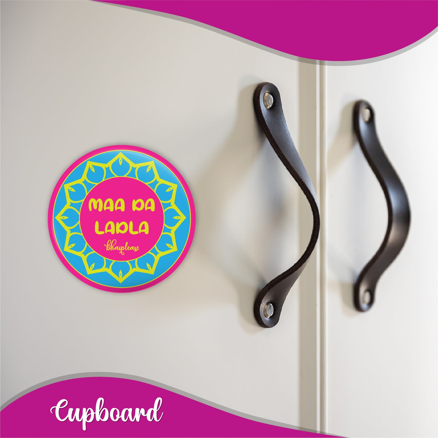 Maa Da Ladla Round Fridge Magnet