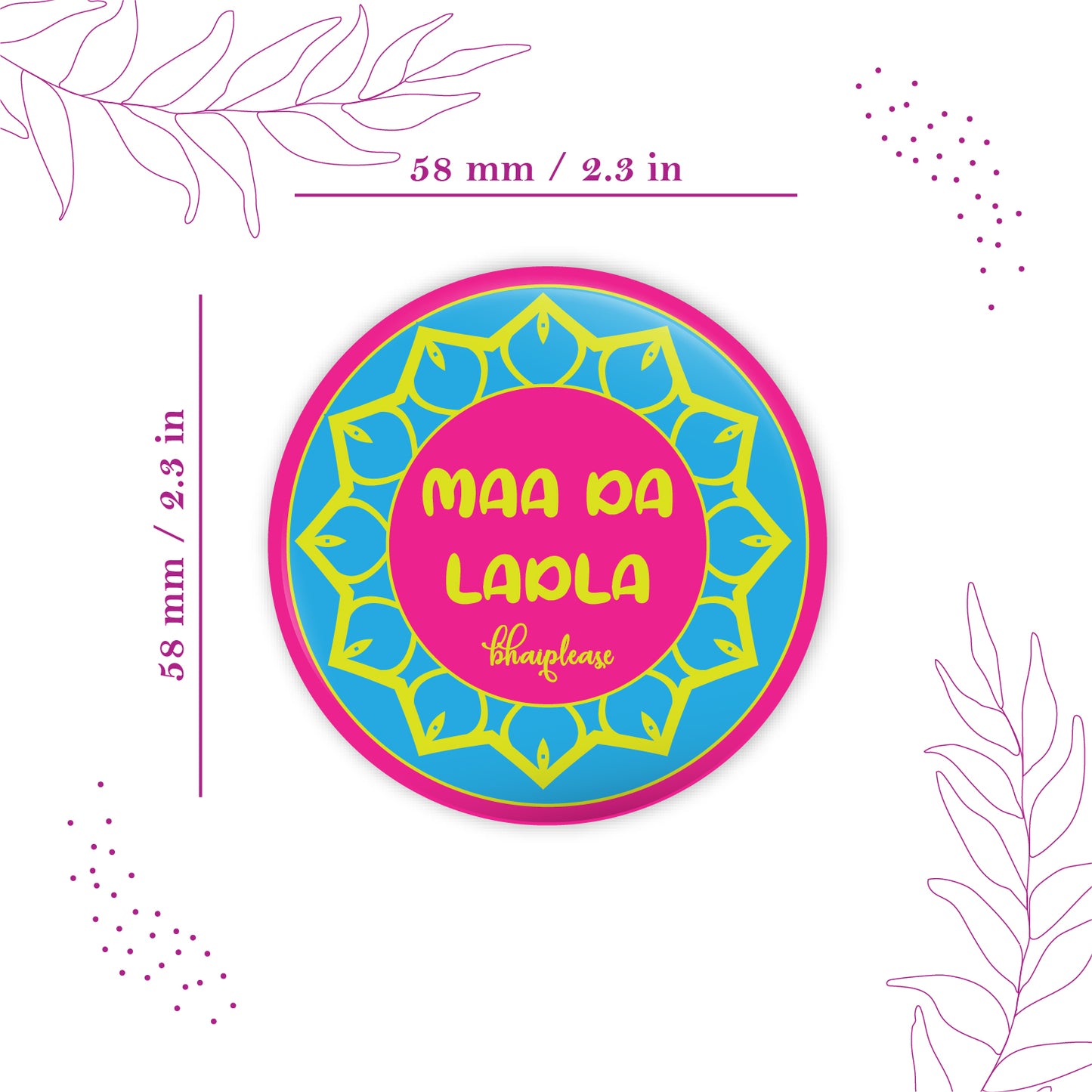 Maa Da Ladla Round Fridge Magnet