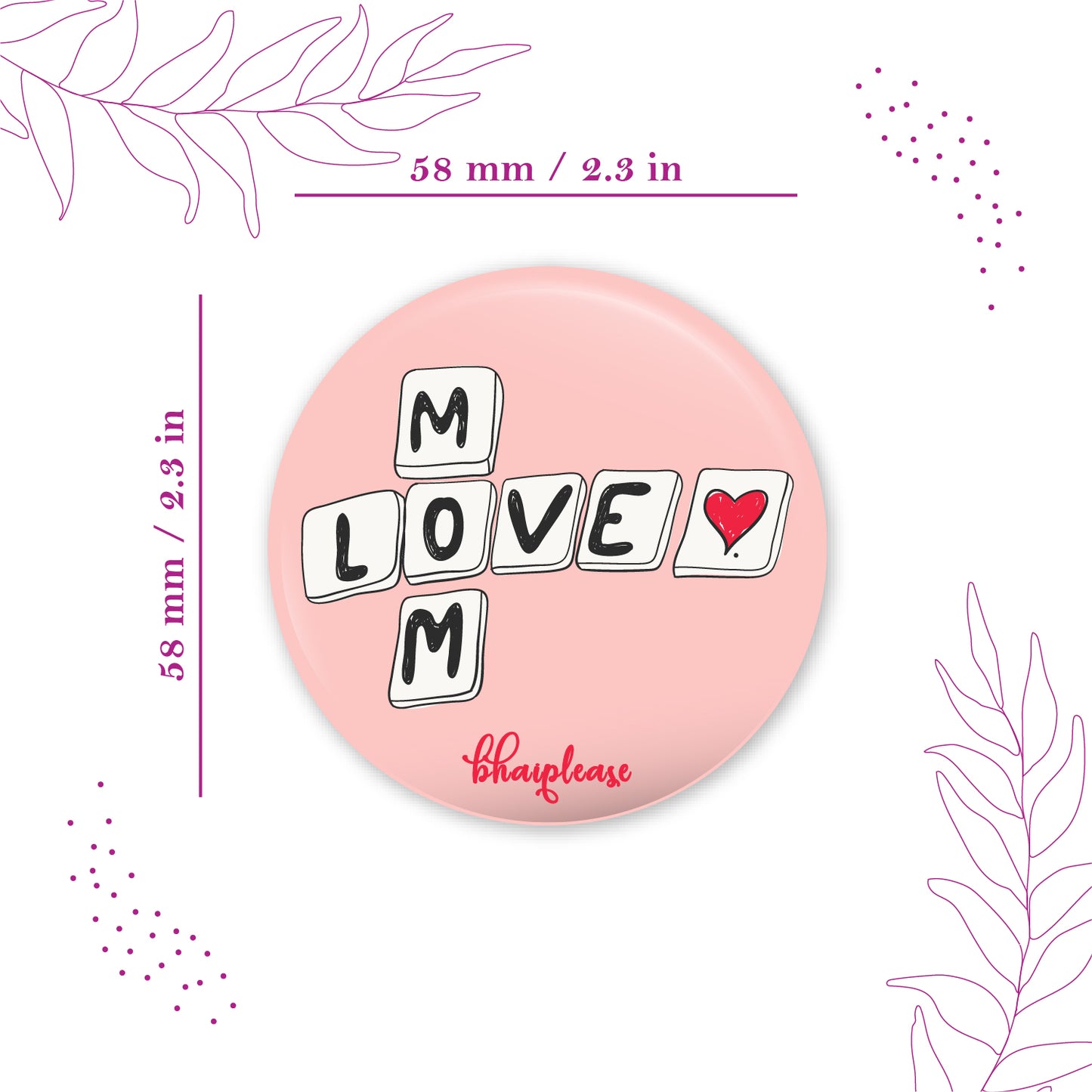 Love Mom Round Fridge Magnet