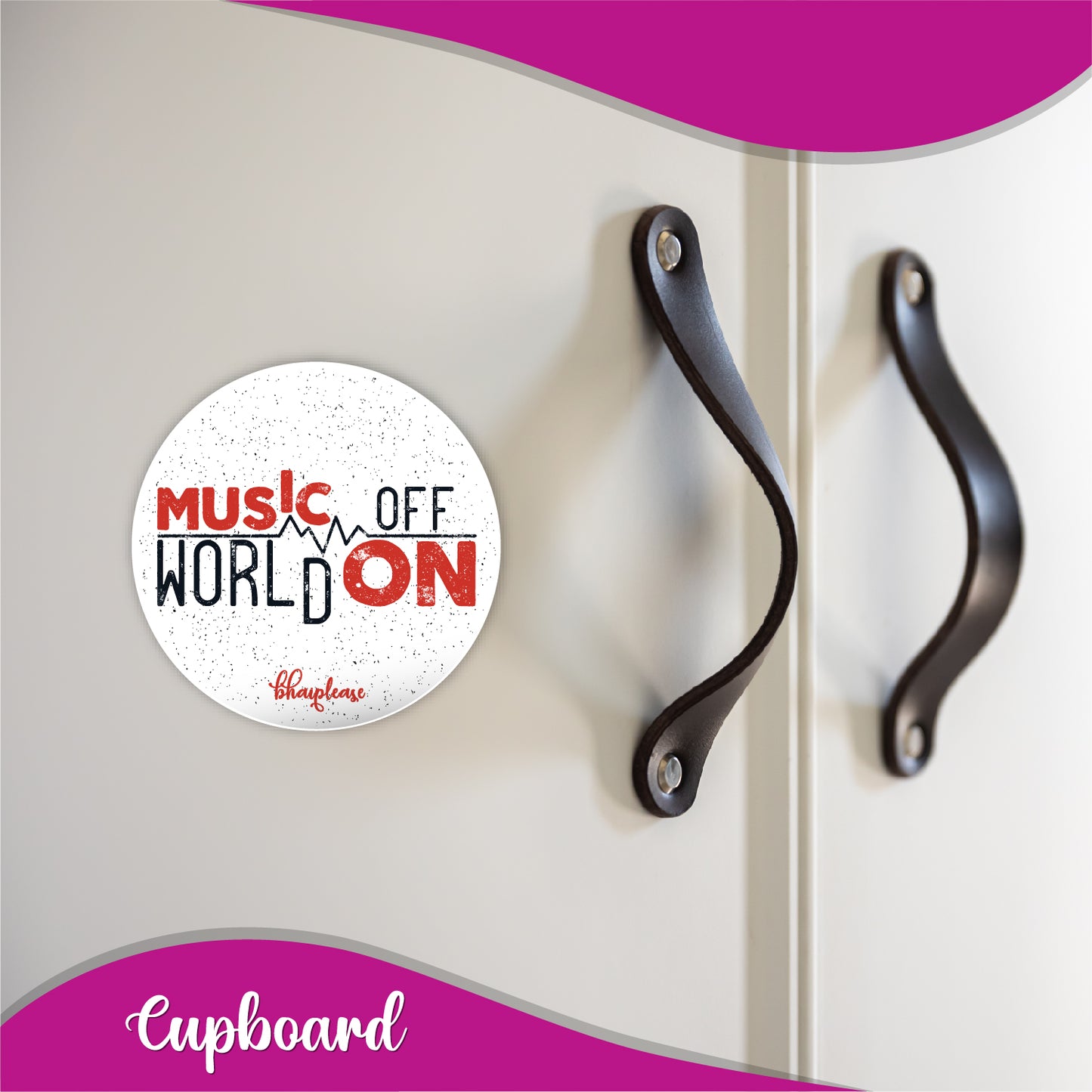 Music off World On Round Fridge Magnet