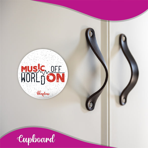 Music off World On Round Fridge Magnet