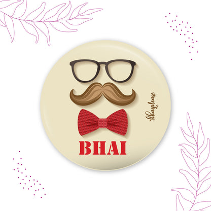 Mustache Bhai Round Fridge Magnet