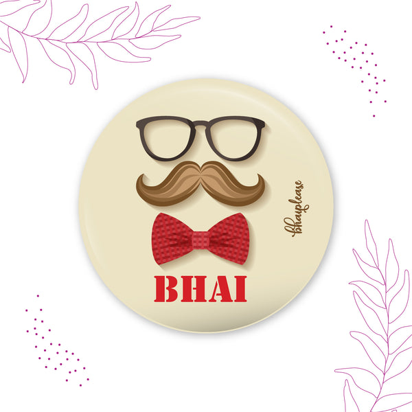 Mustache Bhai Round Fridge Magnet