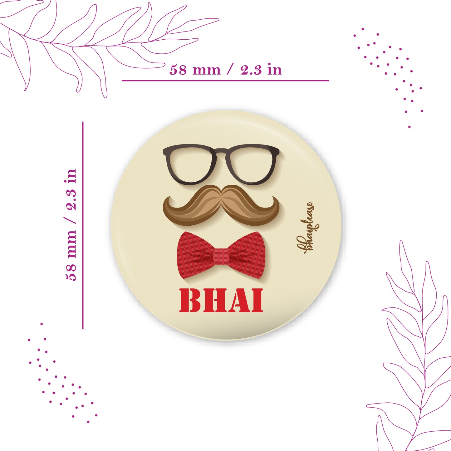 Mustache Bhai Round Fridge Magnet