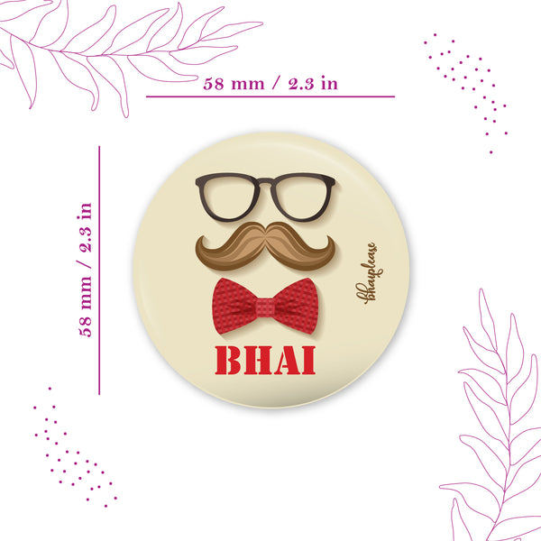 Mustache Bhai Round Fridge Magnet