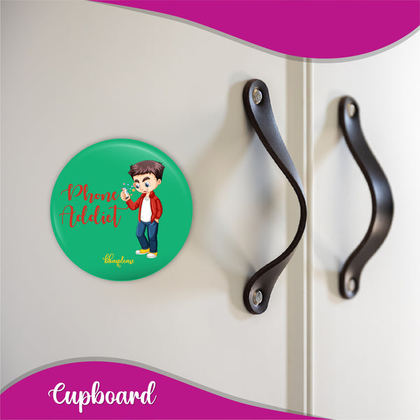 Phone Addict Round Fridge Magnet
