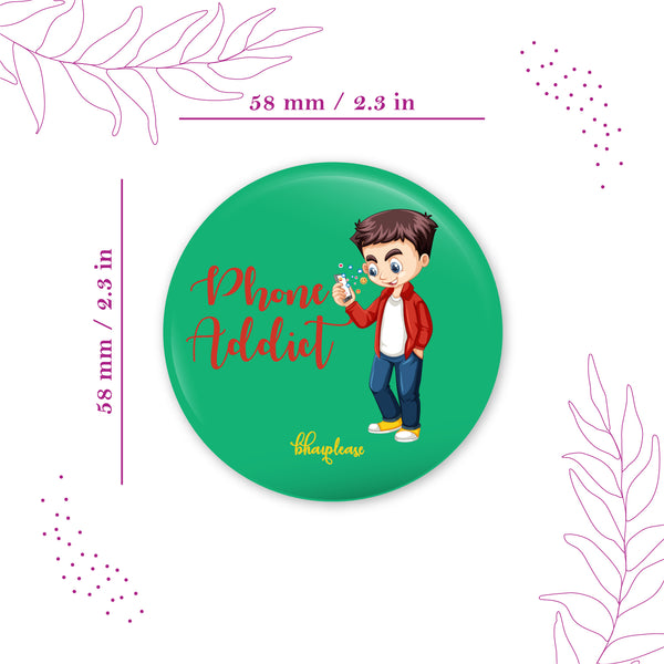 Phone Addict Round Fridge Magnet