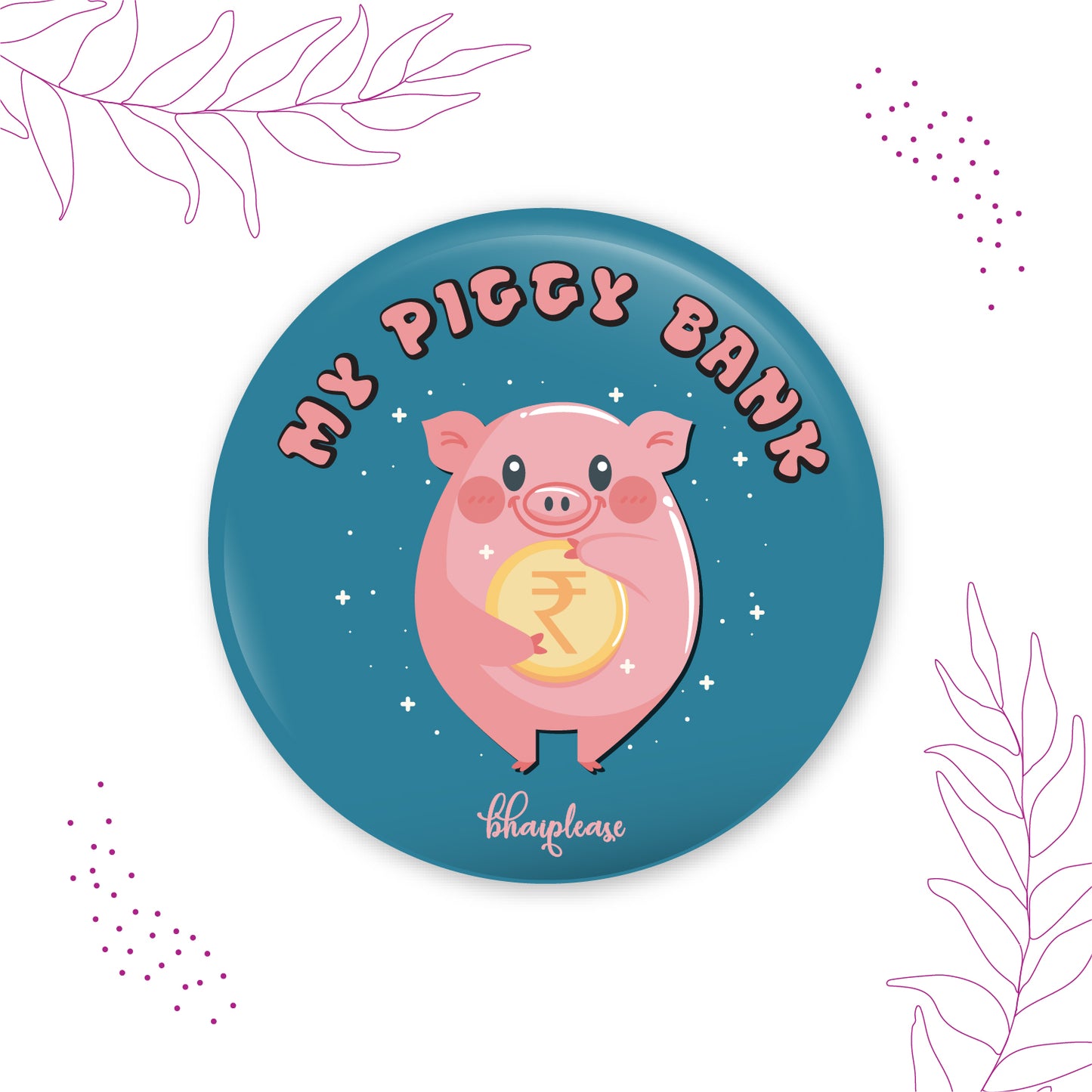 My Piggy Bank Round Fridge Magnet