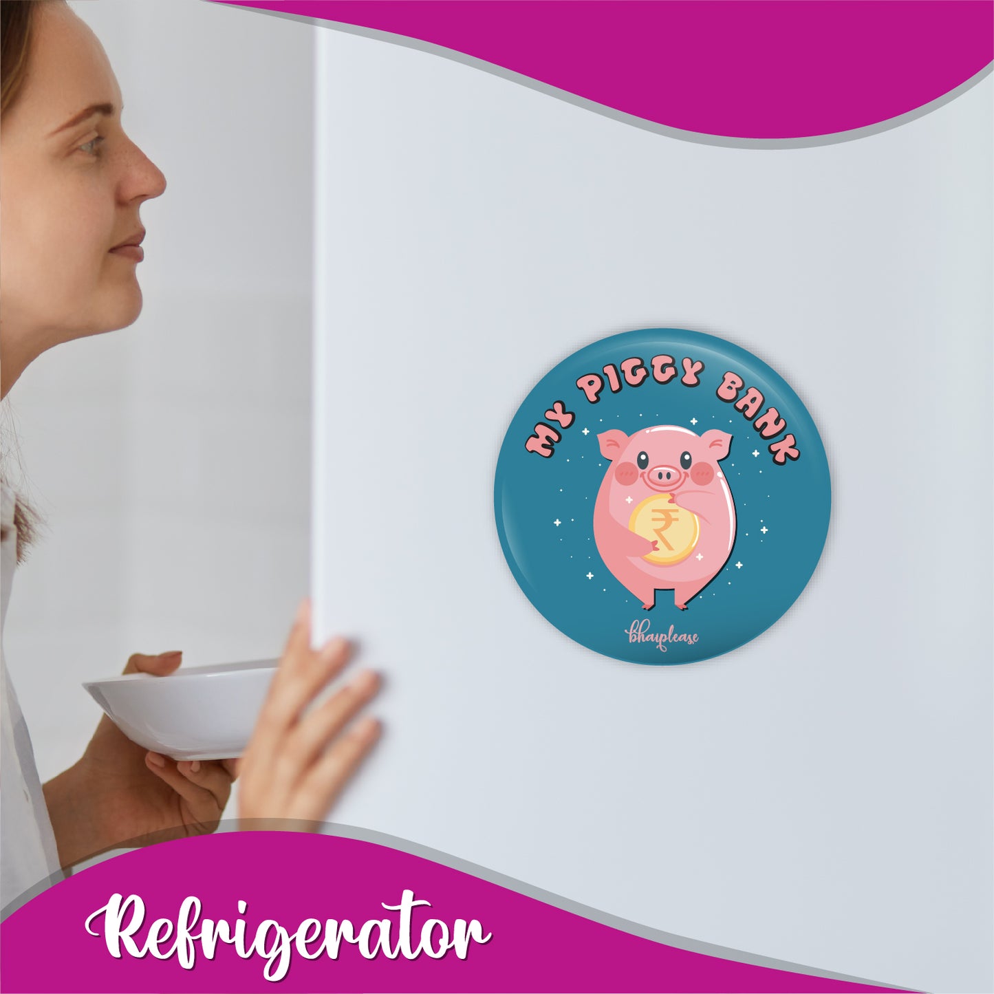 My Piggy Bank Round Fridge Magnet