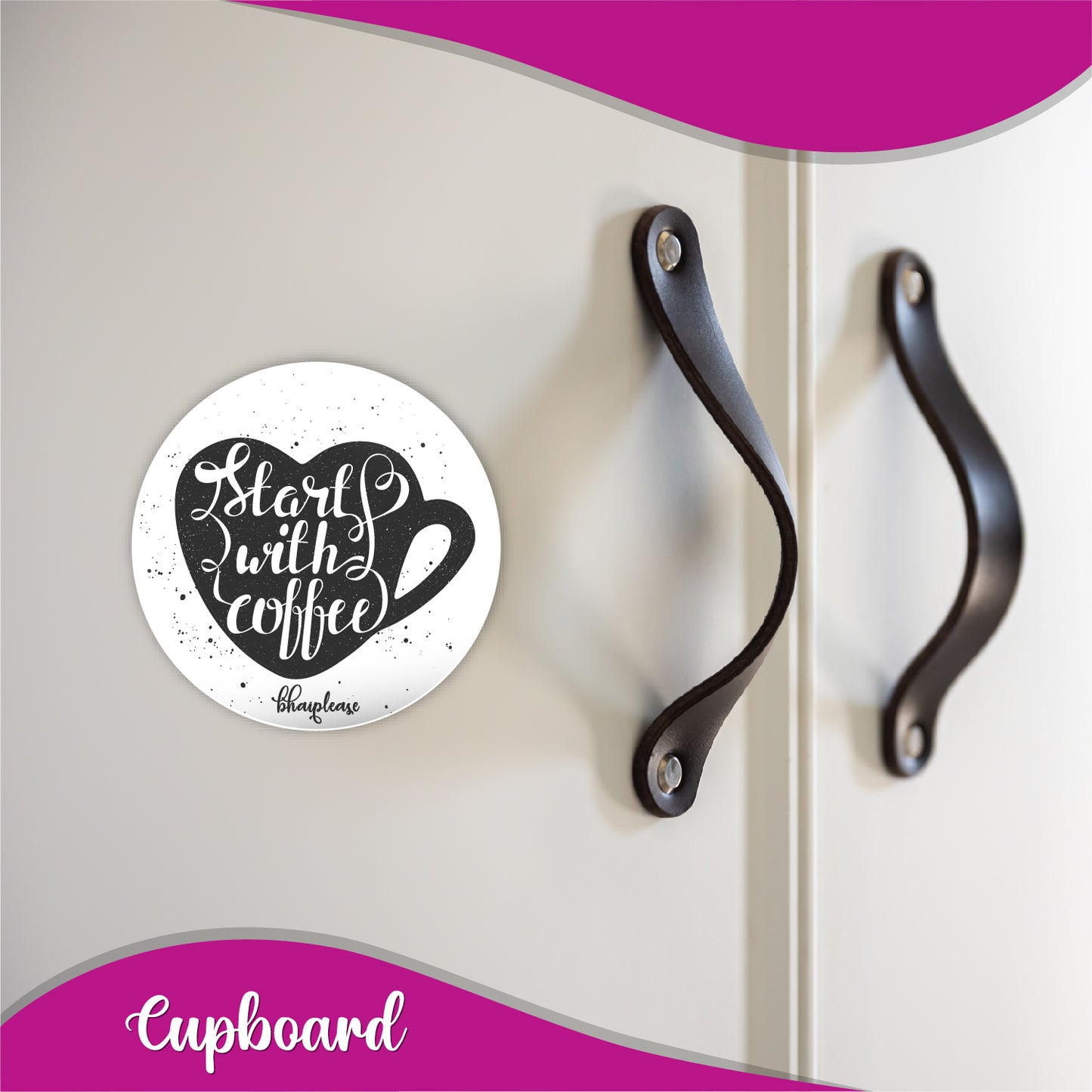 Starts with coffee Round Fridge Magnet